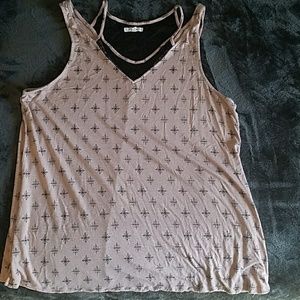 Maurices rose beige and black lace tank xl